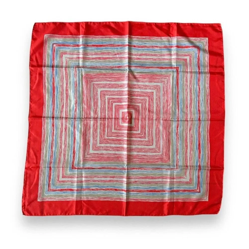 Orange Vintage Square Lines Scarf 27” X 27” Women Unisex Scarve Naranja